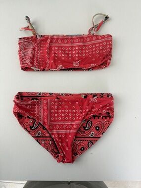 Maaji Reversible Red Pattern Print Bikini Set